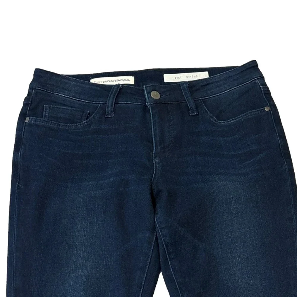 Pilcro and The Letterpress Sz 6 Blue Dark Wash Mid Rise Straight Leg Denim Jeans - Picture 2 of 8